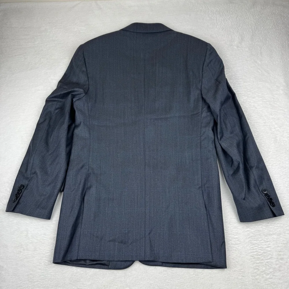 Joseph Abboud Suit Mens 38R W32 Blue Glen Plaid Super 120s Wool 2-Piece Pleated
